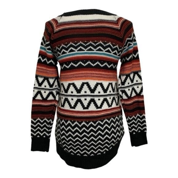 Anna Grace Small Chunky Knit Pullover Sweater Multicolor Aztec Stripe Cozy Fall - Picture 4 of 9